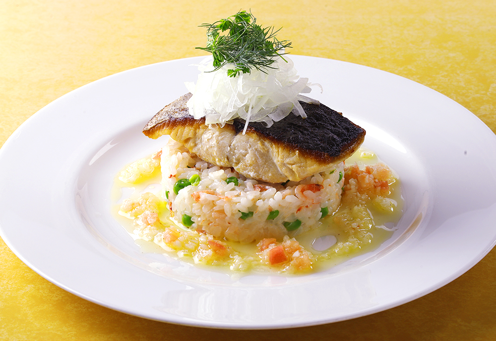 鰆のソテーと桜海老のリゾット